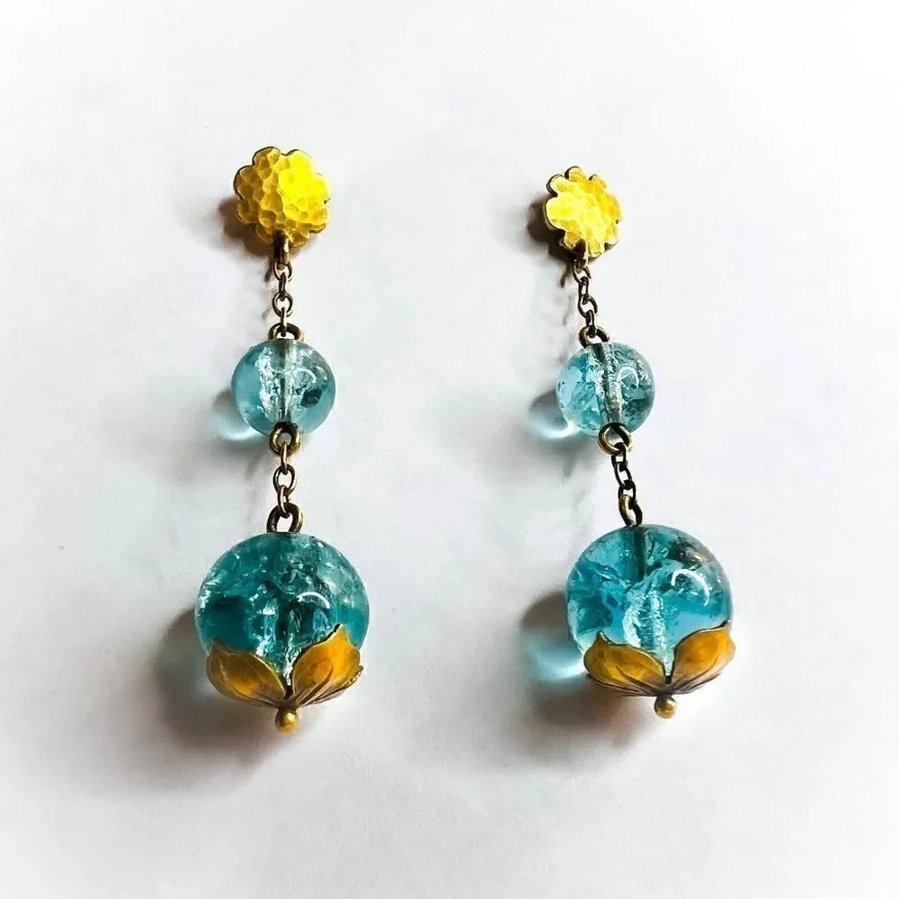 ANTIQUE- 10k Gold Art Nouveau Earrings Victorian Screwback Earrings ca.1894-5.3g